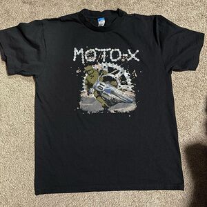 Black vintage 90s Moto-x dirt bike tee motocross Chain Graphic Boys XL / Men's S